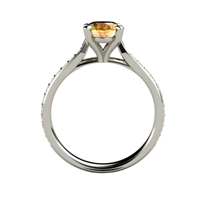 Oval Yellow Sapphire Engagement Ring Solitaire with Diamond Accents, Rare Earth Jewelry