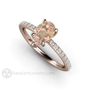 Rare Earth Jewelry Pear Cut Pink Champagne Sapphire Solitaire Engagement Ring 14K Rose Gold Setting
