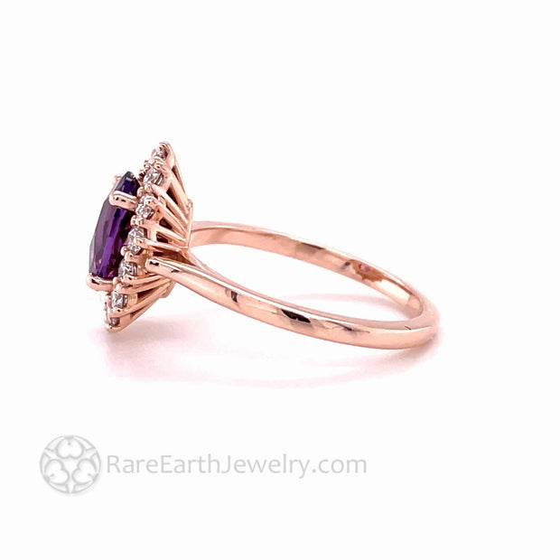 Buy Vintage Halo Amethyst Engagement Ring 14k Gold Amethyst Wedding Ring  for Women Amethyst Gemstone Bridal Anniversary Promise Ring for Her Online  in India - Etsy