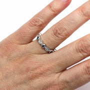 Aquamarine and Diamond Band Aqua Wedding Ring March Birthstone 18K White Gold - Rare Earth Jewelry