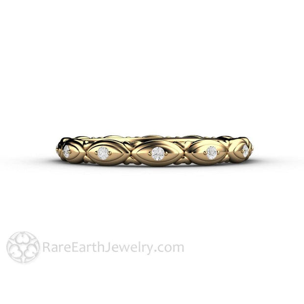 Art Deco Diamond Eternity Band or Wedding Ring 14K Yellow Gold - Rare Earth Jewelry