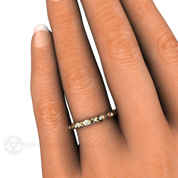Art Deco Diamond Eternity Band or Wedding Ring 14K White Gold - Rare Earth Jewelry
