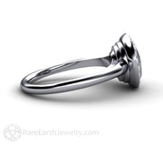 Art Deco Moissanite Engagement Ring Diamond Halo 18K White Gold - Rare Earth Jewelry