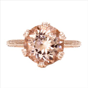 Art Deco Morganite Ring Vintage Style Solitaire with Crown Design 14K Rose Gold - Rare Earth Jewelry