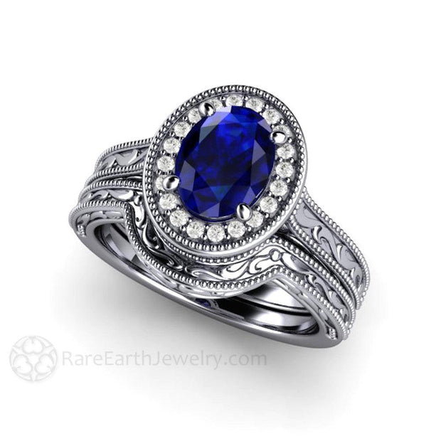 20 Carat Oval Blue Sapphire & Diamond Necklace (Platinum)