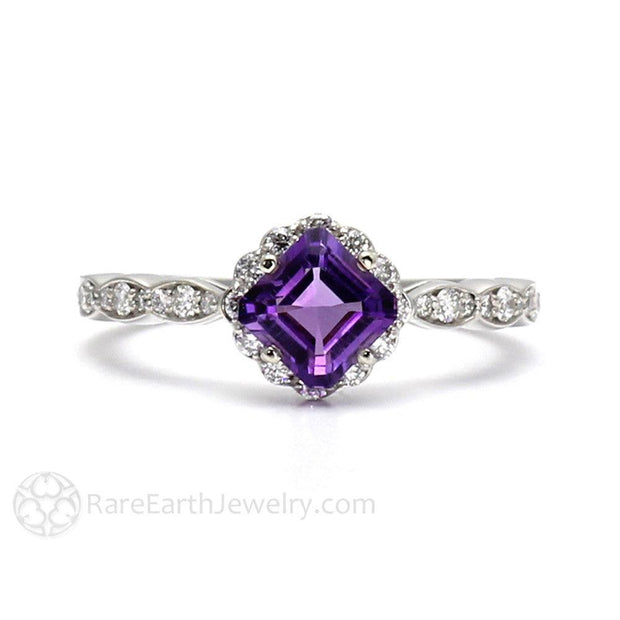 Vintage Amethyst Paste 9ct Yellow Gold Ring with Engraved Setting. - Ruby  Lane