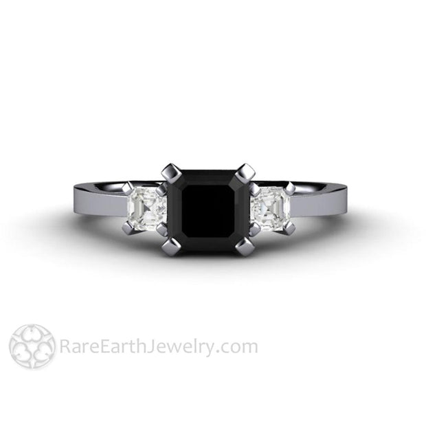Asscher cut black diamond ring Clearance