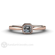 Asscher Cut Diamond Engagement Ring Minimalist Bezel Set Solitaire 18K Rose Gold - Rare Earth Jewelry