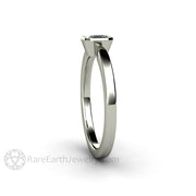 Asscher Cut Diamond Engagement Ring Minimalist Bezel Set Solitaire 18K White Gold - Rare Earth Jewelry