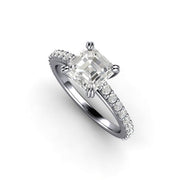 Solitaire engagement ring with lab grown diamond alternative square asscher cut - Rare Earth Jewelry