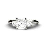 Asscher Forever One Moissanite Engagement Ring or Wedding Set 18K White Gold - Engagement Only - Rare Earth Jewelry