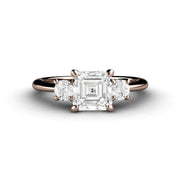 Asscher Forever One Moissanite Engagement Ring or Wedding Set 14K Rose Gold - Engagement Only - Rare Earth Jewelry