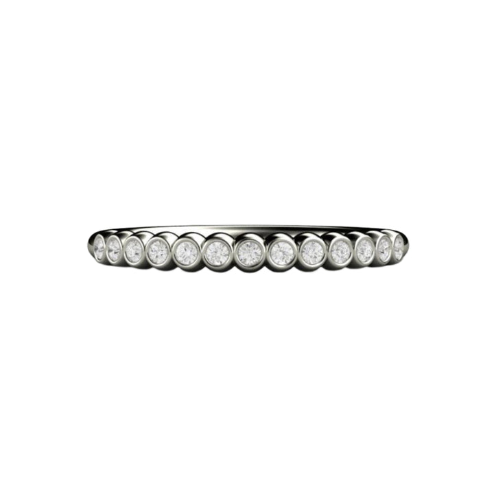 Bezel Set Diamond Wedding Band, Dainty Diamond Anniversary Ring, Bubble Style Stacking Ring | Rare Earth Jewelry