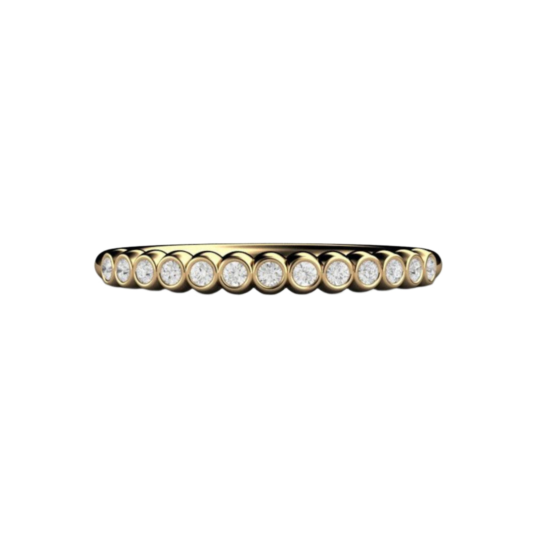 Bezel Set Diamond Wedding Band, Dainty Diamond Stacking Ring, Diamond Anniversary Band | Rare Earth Jewelry