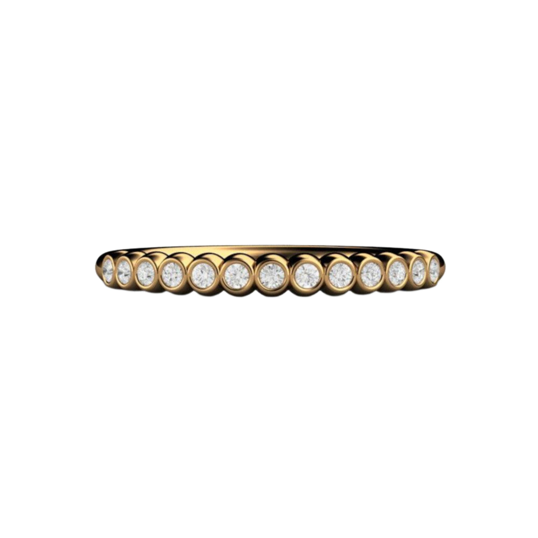 Bezel Set Diamond Ring, Thin Diamond Stacking Ring, 18K Gold Diamond Anniversary Band | Rare Earth Jewelry