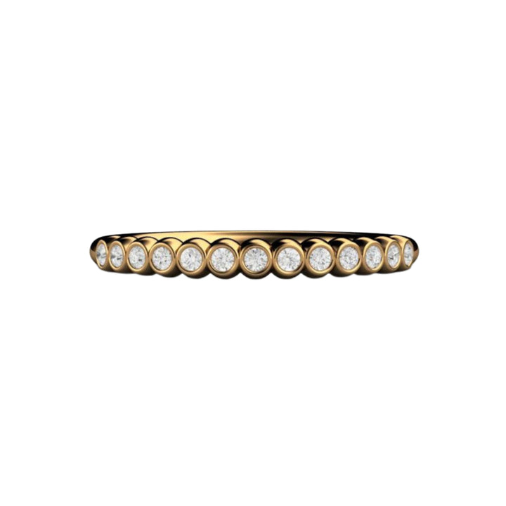 Bezel Set Diamond Ring, Thin Diamond Stacking Ring, 18K Gold Diamond Anniversary Band | Rare Earth Jewelry