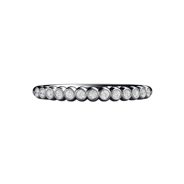 Bezel Set Diamond Wedding Band in Platinum, Dainty Diamond Stackable Ring | Rare Earth Jewelry