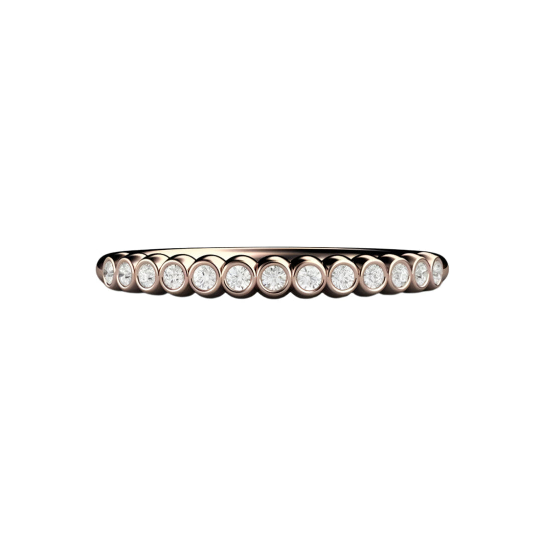 Thin Diamond Wedding Ring, Modern Bezel Set Diamond Ring, Bubble Style Stackable Band in Rose Gold | Rare Earth Jewelry
