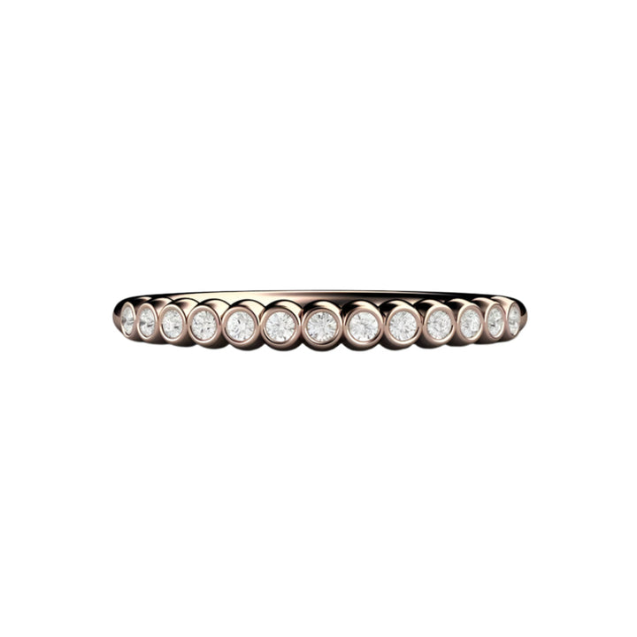 Thin Diamond Wedding Ring, Modern Bezel Set Diamond Ring, Bubble Style Stackable Band in Rose Gold | Rare Earth Jewelry