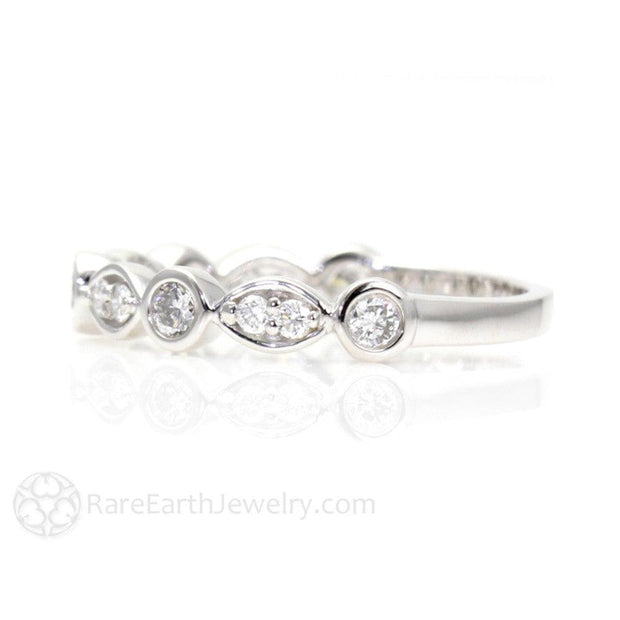 Bezel Set Diamond Wedding Ring or Anniversary Band Platinum - Rare Earth Jewelry