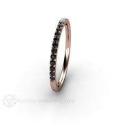 Black and White Diamond Ring Wedding Band or Petite Anniversary Band 18K Rose Gold - Rare Earth Jewelry