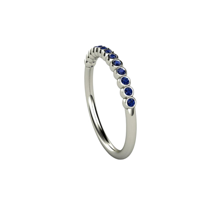 Blue Sapphire Band in White Gold, Unique Stacking Ring with Natural Blue Sapphires in a Bubble Shaped Design, September Birthstone Jewelry | Rare Earth Jewelry