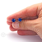 Blue Sapphire Post Earrings in 14K Gold Rare Earth Jewelry