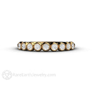 Bubbles Bezel Diamond Wedding Ring Anniversary Band Stacking Ring 18K Yellow Gold - Rare Earth Jewelry