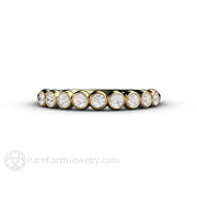 Bubbles Bezel Diamond Wedding Ring Anniversary Band Stacking Ring 14K Yellow Gold - Rare Earth Jewelry