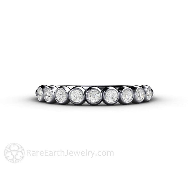 Bubbles Bezel Diamond Wedding Ring Anniversary Band Stacking Ring Platinum - Rare Earth Jewelry