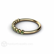 Bubbles Green Diamond Wedding Ring Bezel Set Anniversary Band 14K Yellow Gold - Rare Earth Jewelry