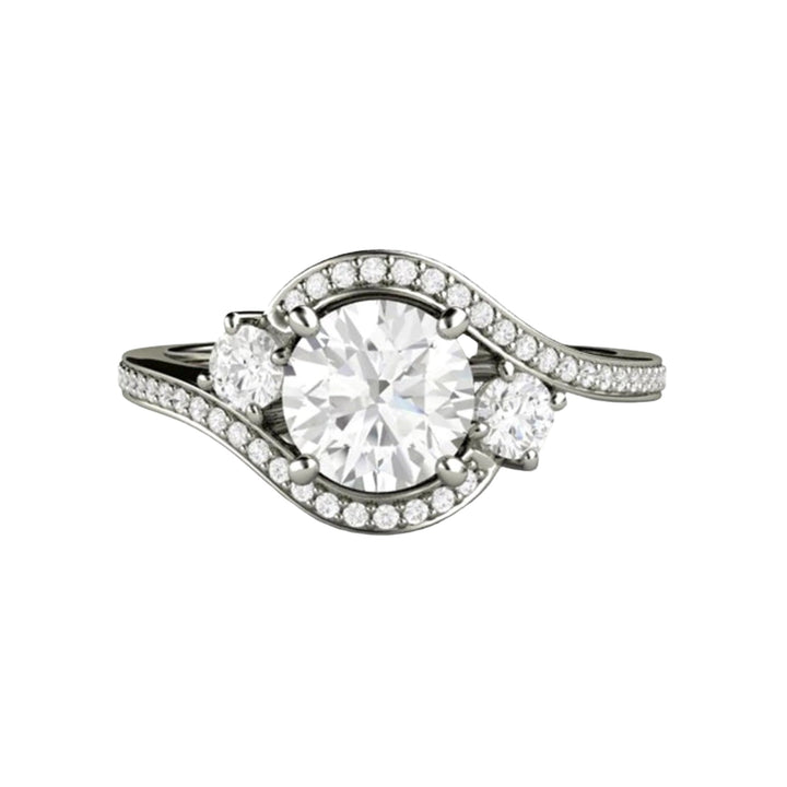 Bypass Moissanite Ring, Forever One Moissanite Engagement Ring, Platinum