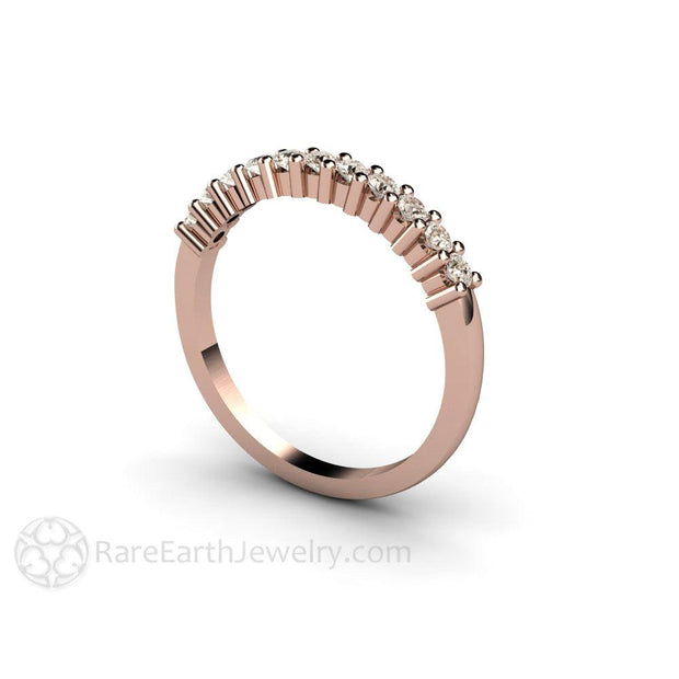 Champagne Brown Diamond Wedding Ring Anniversary Band or Stacking Ring 14K Rose Gold - Rare Earth Jewelry