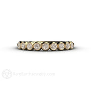 Champagne Bubbles Light Brown Diamond Wedding Ring Bezel Set Anniversary Band 14K Yellow Gold - Rare Earth Jewelry