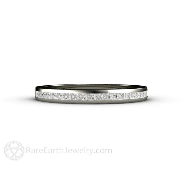 Channel Set Princess Diamond Wedding Ring or Anniversary Band Platinum - Rare Earth Jewelry