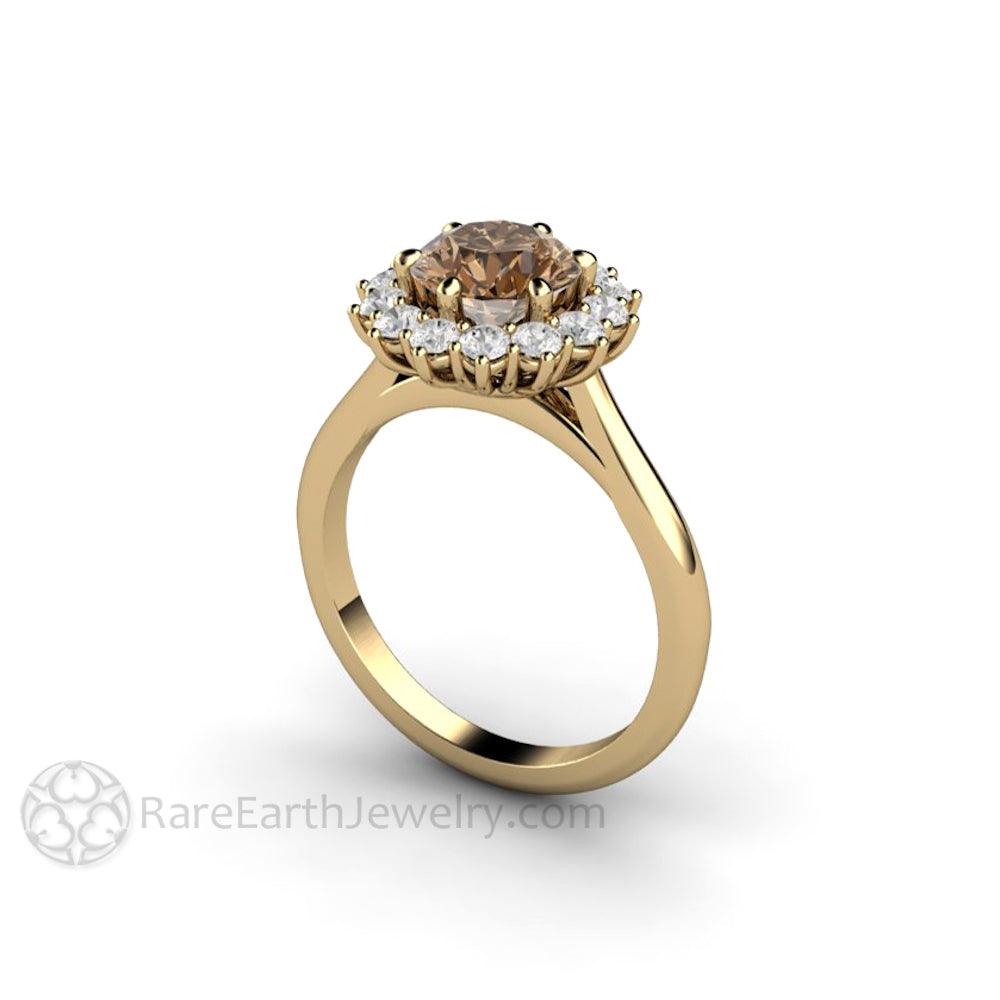 Chocolate Brown Moissanite Engagement Ring 6 Prong Vintage Round ...
