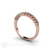 Cognac Brown Diamond Wedding Ring Anniversary Band or Stacking Ring 14K Rose Gold - Rare Earth Jewelry