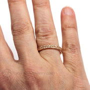 Crown Ring Vintage Style Wedding Band with Filigree 14K Rose Gold - Rare Earth Jewelry