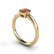 Cushion Cut Orange Sapphire Engagement Ring Bezel Set Solitaire 18K Yellow Gold - Engagement Only - Rare Earth Jewelry