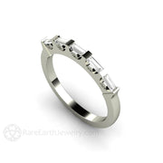 Diamond Baguette Wedding Ring, Anniversary Band or Stacking Ring 18K White Gold - Rare Earth Jewelry