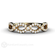 Diamond Infinity Band Infinity Design Diamond Wedding Ring Criss Cross Band 14K Yellow Gold - Rare Earth Jewelry
