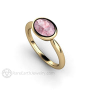 East West Bezel Champagne Pink Sapphire Solitaire Engagement Ring 14K Yellow Gold - Engagement Only - Rare Earth Jewelry