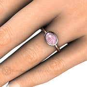 East West Bezel Champagne Pink Sapphire Solitaire Engagement Ring Platinum - Engagement Only - Rare Earth Jewelry