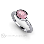 East West Bezel Champagne Pink Sapphire Solitaire Engagement Ring Platinum - Engagement Only - Rare Earth Jewelry