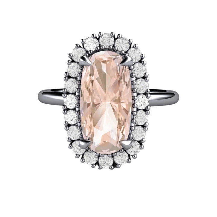 Platinum Morganite and Diamond Ring, Vintage Inspired Morganite Ring