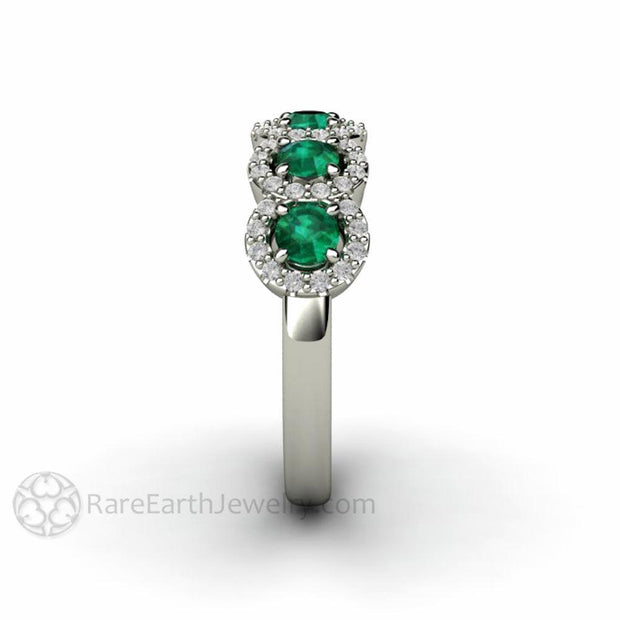 Emerald and Diamond Ring Wedding Ring or Anniversary Band Platinum - Rare Earth Jewelry