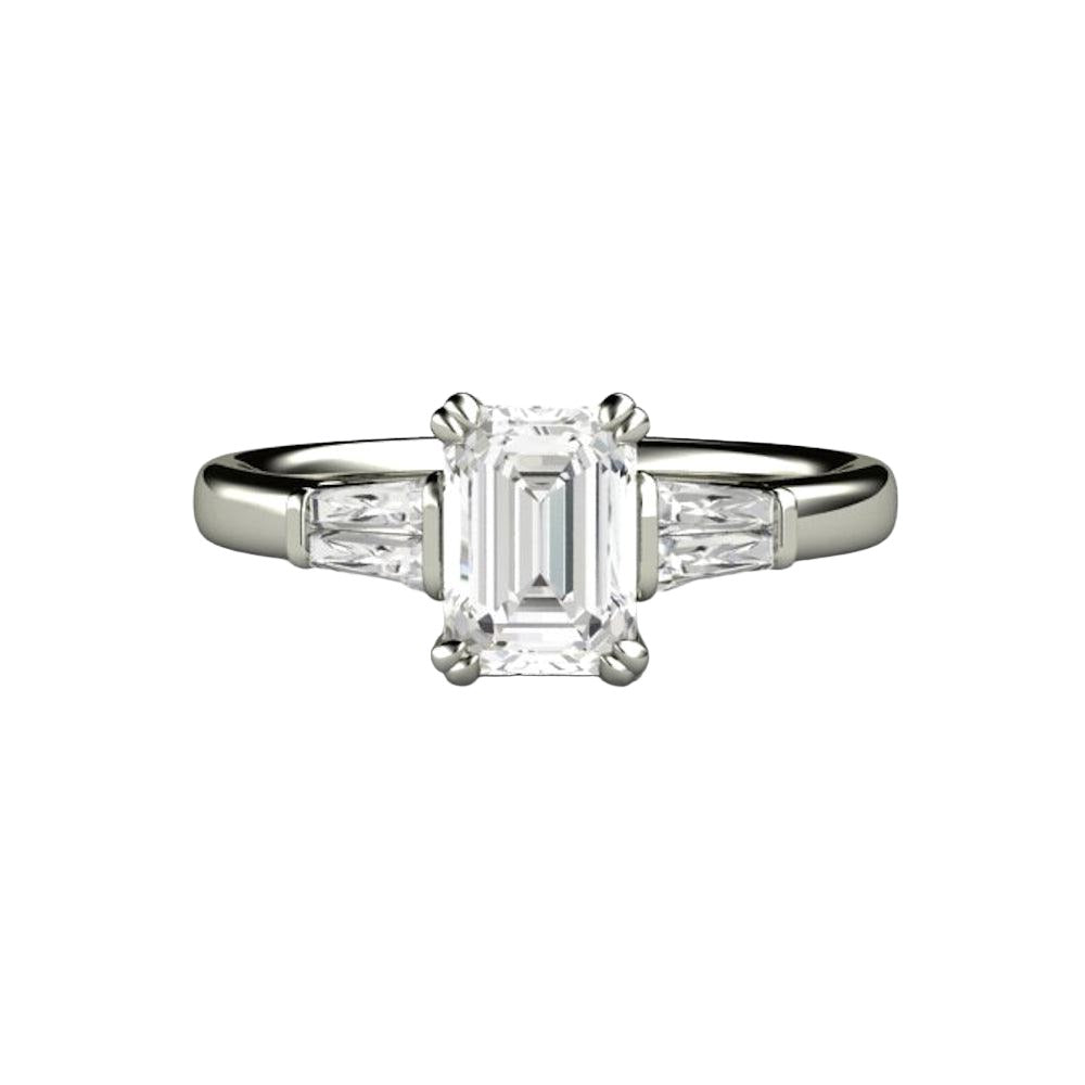 Emerald Cut Diamond Engagement Ring with Tapered Baguettes | Rare Earth ...
