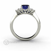 Emerald Cut Tanzanite Engagement Ring with Diamonds 14K Yellow Gold - Engagement Only - Rare Earth Jewelry