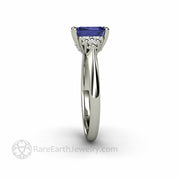 Emerald Cut Tanzanite Engagement Ring with Diamonds 14K White Gold - Engagement Only - Rare Earth Jewelry