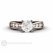 Euro Shank Forever One Moissanite Solitaire Engagement Ring 14K Rose Gold - Rare Earth Jewelry